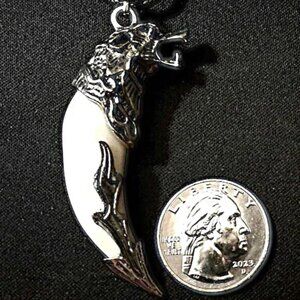 NEW!! Stainless Steel Wolf Tooth Adjustable Necklace!! WOW FATHER'S DAY GIFT!!!